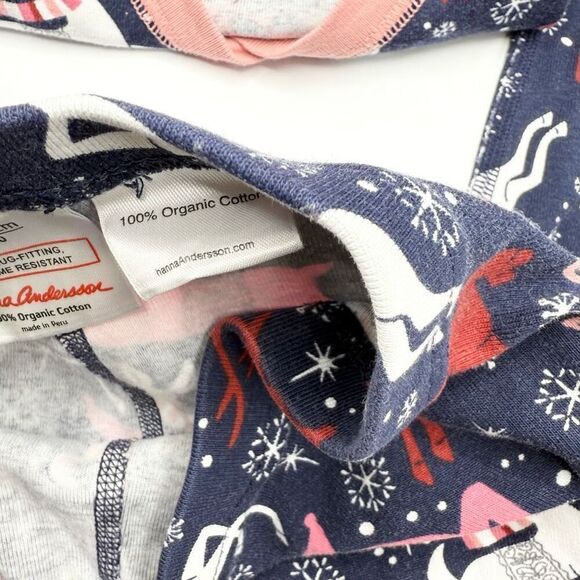 Hanna Andersson Long Johns Holiday Pajama Set Reindeer Print - Kids US 12 / EU 1 - Picture 6 of 6